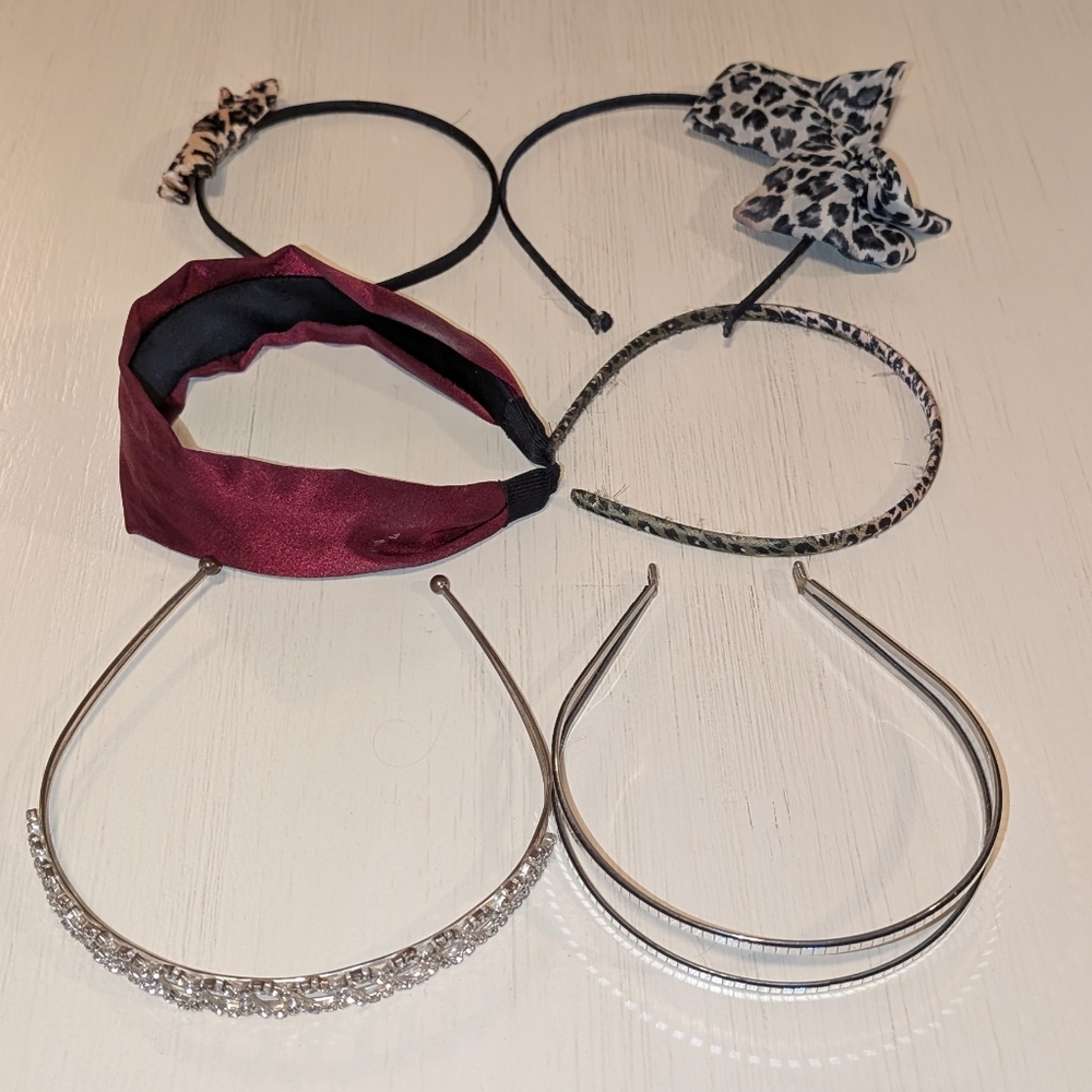 Headband Set Of 6 - Burgundy, Cheetah, Sparkles